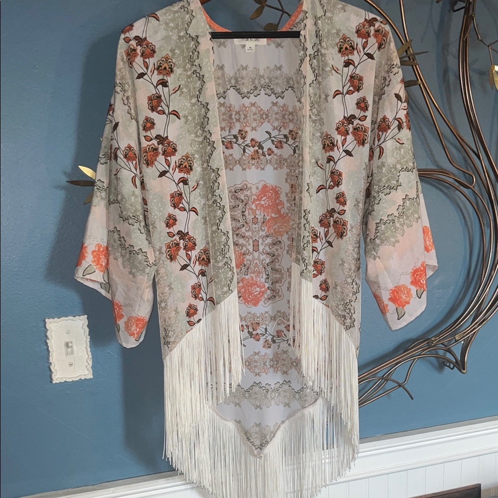 Floral Fringe Kimono